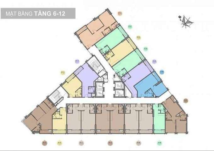 Mặt bằng căn hộ chung cư Trinity Tower 145 Hồ Mễ Trì tầng 6 đến 12